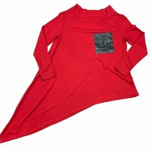Xiang Go Yi Zhan Asymmetrical Tunic Dress Red Black